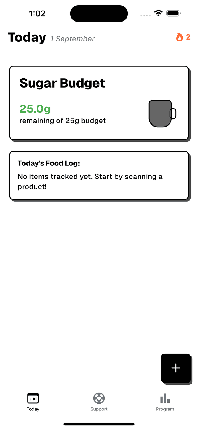 Quit Sugar App Screen